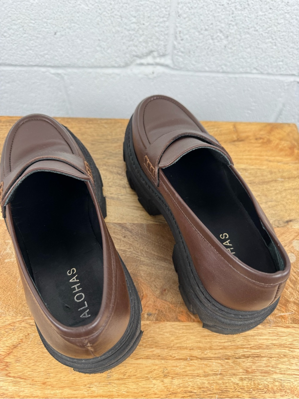 ALOHAS Brown Chunky Lug Sole Penny Loafers - Picture 7 of 15
